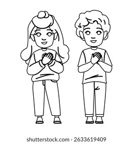 child kid honesty vector. heart girl, hand grateful, lifestyle young child kid honesty character. people black line pencil drawing illustration