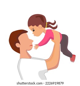 Child kissing dad. happy father's day.  Father and son happy together.