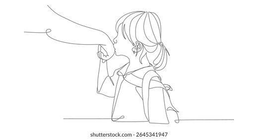 Child Kissing Parent’s Hand – Minimalist Continuous‑Line Love and Respect Illustration