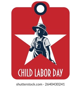 Child Labor Day tag, vector illustration