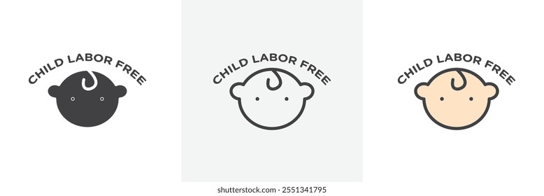 Child labor free icon pack. Vector illustration. EPS10