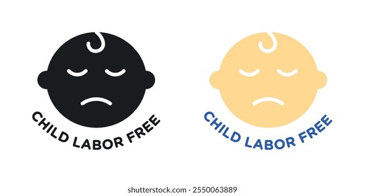 Ícone livre de trabalho infantil definido em versão preta e colorida