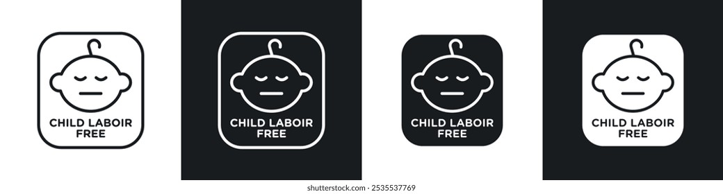 Icono de Vector libre de trabajo infantil en blanco y negro. Ilustración EPS 10