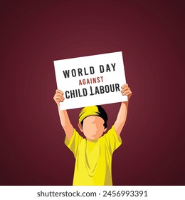 Child labor - Vector - Child labor Poster - World Day Against Child labour Illustration Vector

