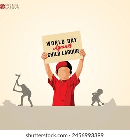 Child labor - Vector - Child labor Poster - World Day Against Child labour Illustration Vector

