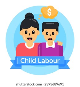 Día del trabajo infantil que denota un icono de pensar en el dinero