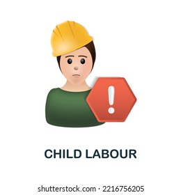 Child Labour Icon. 3d Illustration From Esg Collection. Creative Child Labour 3d Icon For Web Design, Templates, Infographics And More