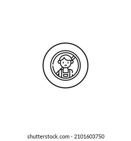 child labour outline style icon in circle