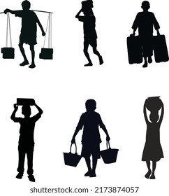 Child labour silhouette vector design