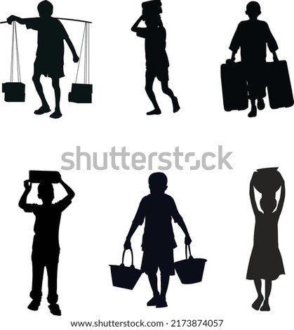 Child labour silhouette vector design