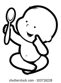child with a large spoon