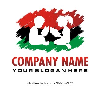 child learn education silhouette logo