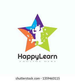 Child learn logo design, kid Education icon, illustration element -vector