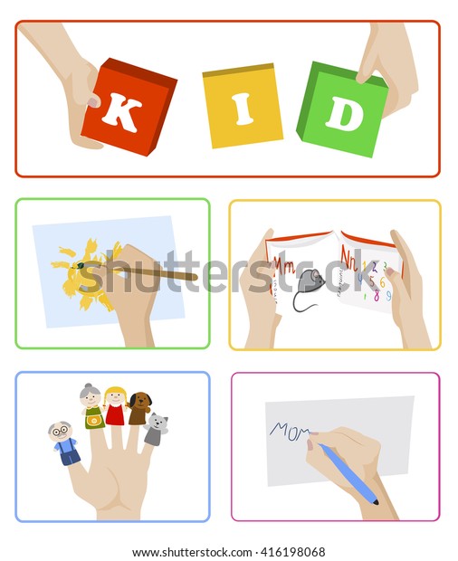 Child Learning Center Icons Set Pre Stock Vector Royalty Free