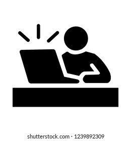 Child learning computer education icon