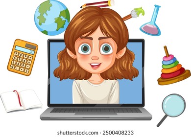 Child learning online with educational tools