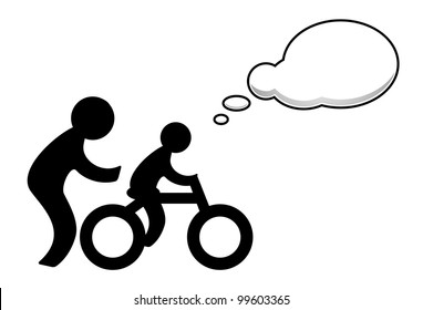 Child learns to ride a bike