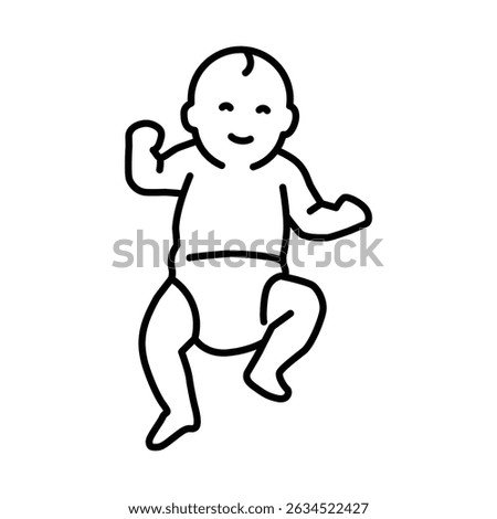 The child lies on his back line icon. Simple outline style. Toddler development. Early childhood