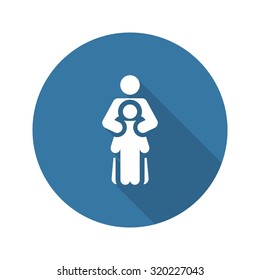 Child Life Protection Icon. Flat Design. Isolated Illustration.  Long Shadow.