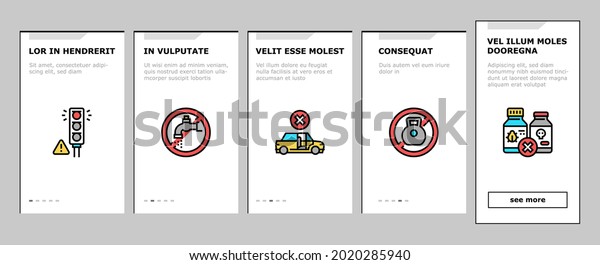 Child Life Safety Onboarding\
Mobile App Page Screen Vector. Poison And Chemical Liquid\
Prohibition Mark, Opened Window And Door, Child Life Safety\
Illustrations