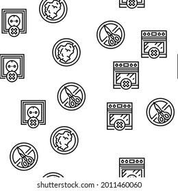 Child Life Safety Vector Seamless Pattern Thin Line Illustration