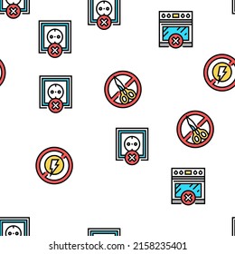 Child Life Safety Vector Seamless Pattern Thin Line Illustration
