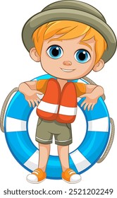 Child lifeguard with life vest and lifebuoy