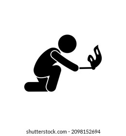 child lights a match, fire pampering, fire hazard illustration