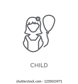 child linear icon. Modern outline child logo concept on white background from Family Relations collection. Suitable for use on web apps, mobile apps and print media.