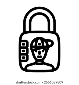 Vector de icono de línea de característica de bloqueo infantil. signo de característica de bloqueo infantil. Ilustración negra de símbolo de contorno aislado
