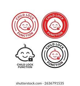 Child lock function logo vector badge design. Suitable for Safe baby zone. Security for toddlers. 