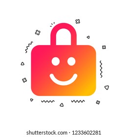 Child lock icon. Locker with smile symbol. Child protection. Colorful geometric shapes. Gradient child lock icon design.  Vector