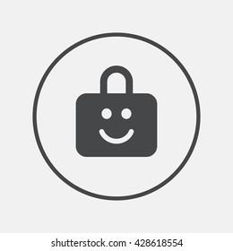 Child lock icon. Locker with smile symbol. Child protection. Round button with flat icon. Vector