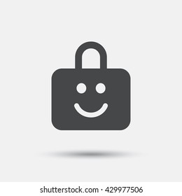 Child lock icon. Locker with smile symbol. Child protection. Flat child lock web icon on white background. Vector