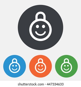 Child lock icon. Locker with smile symbol. Child protection. Round circle buttons. Vector