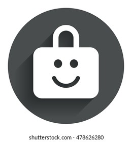 Child lock icon. Locker with smile symbol. Child protection. Circle flat button with shadow. Modern UI website navigation. Vector
