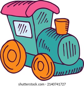 Child locomotive toy. Wooden train for kid playing