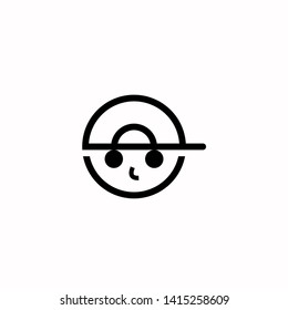 Child logo simple black line icon illustration of smiling kid vector design template idea