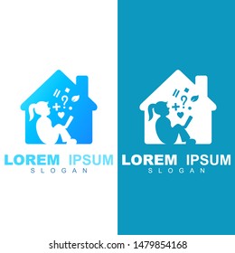child logos are reading books, libraries, house logo and kids design vector, building logo