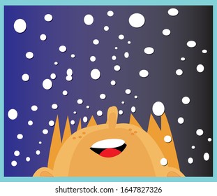 Kind, das Schnee-Vektorillustration anschaut.