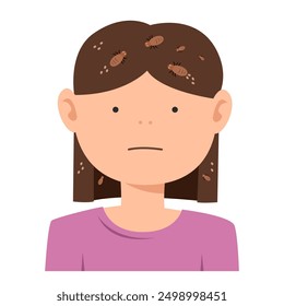 child with louse in hair. vector illustration