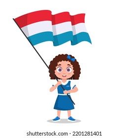 Child with Luxembourg flag. Vector illustration