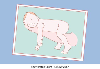 the child is lying on the arm, hand drawn style vector design illustrations