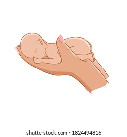 The child is lying on the mother's hands. Vector illustration for the day of premature babies. World prematurity day is celebrated on November 17. International children's day.