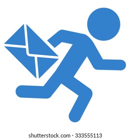 Child Mail Courier vector icon. Style is flat symbol, cobalt color, rounded angles, white background.