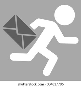 Child Mail Courier vector icon. Style is bicolor flat symbol, dark gray and white colors, rounded angles, silver background.