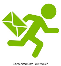 Child Mail Courier vector icon. Style is flat symbol, eco green color, rounded angles, white background.