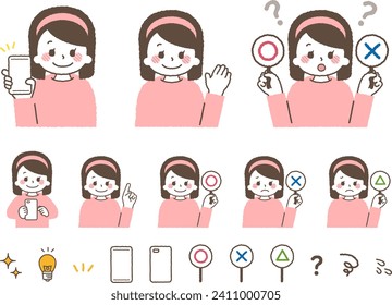Los niños hacen varios gestos. Aclaración de dedos, prueba verdadera o falsa, e introducciones en smartphones.