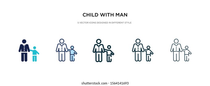 child with man icon in different style vector illustration. two colored and black child with man vector icons designed in filled, outline, line and stroke style can be used for web, mobile, ui