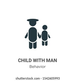 Child with man vector icon on white background. Flat vector child with man icon symbol sign from modern behavior collection for mobile concept and web apps design.